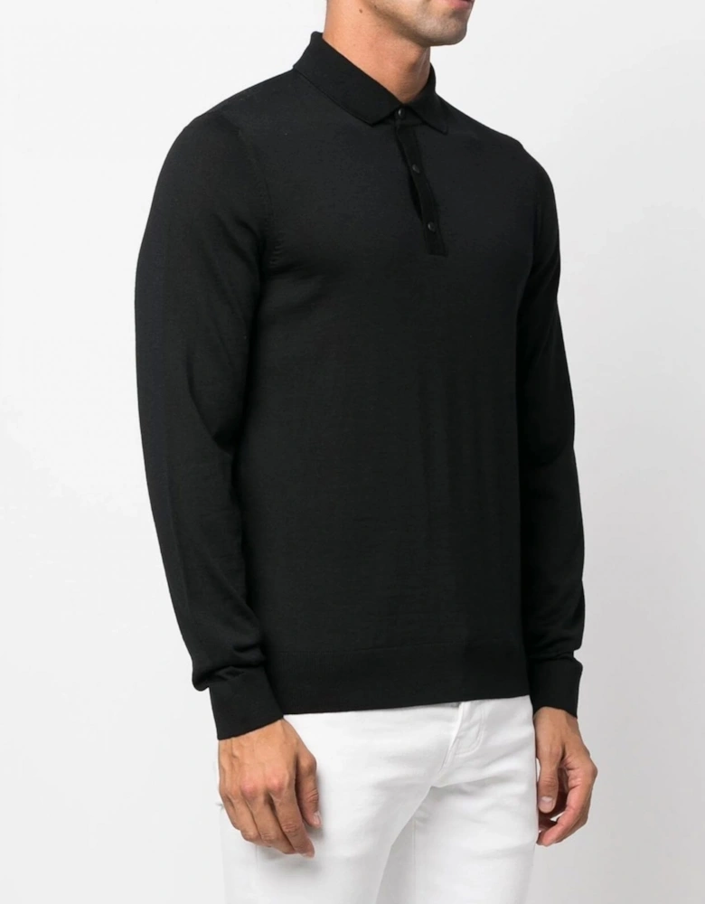 Lancione Knitted Polo Black