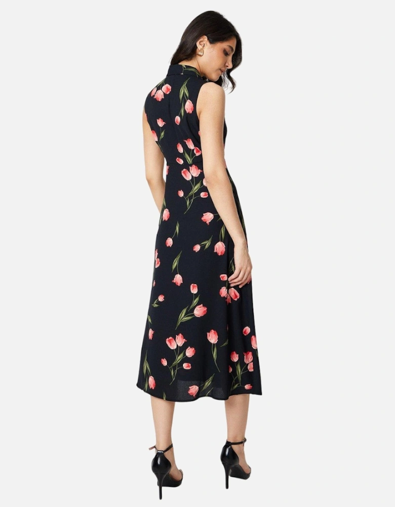 Womens/Ladies Floral Button Through Midi Dress