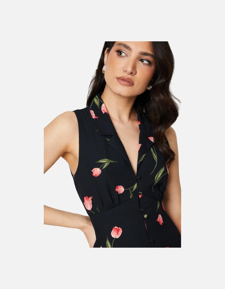 Womens/Ladies Floral Button Through Midi Dress