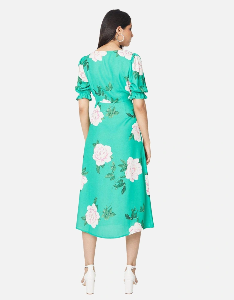 Womens/Ladies Floral Button Through Midi Dress