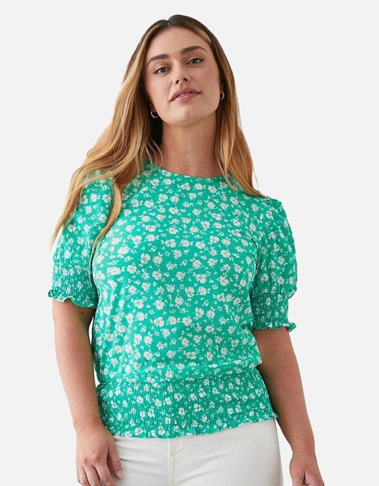 Womens/Ladies Ditsy Print Shirred Top