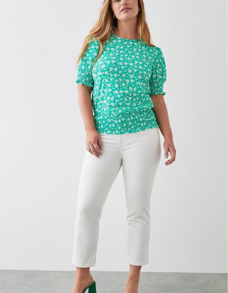 Womens/Ladies Ditsy Print Shirred Top