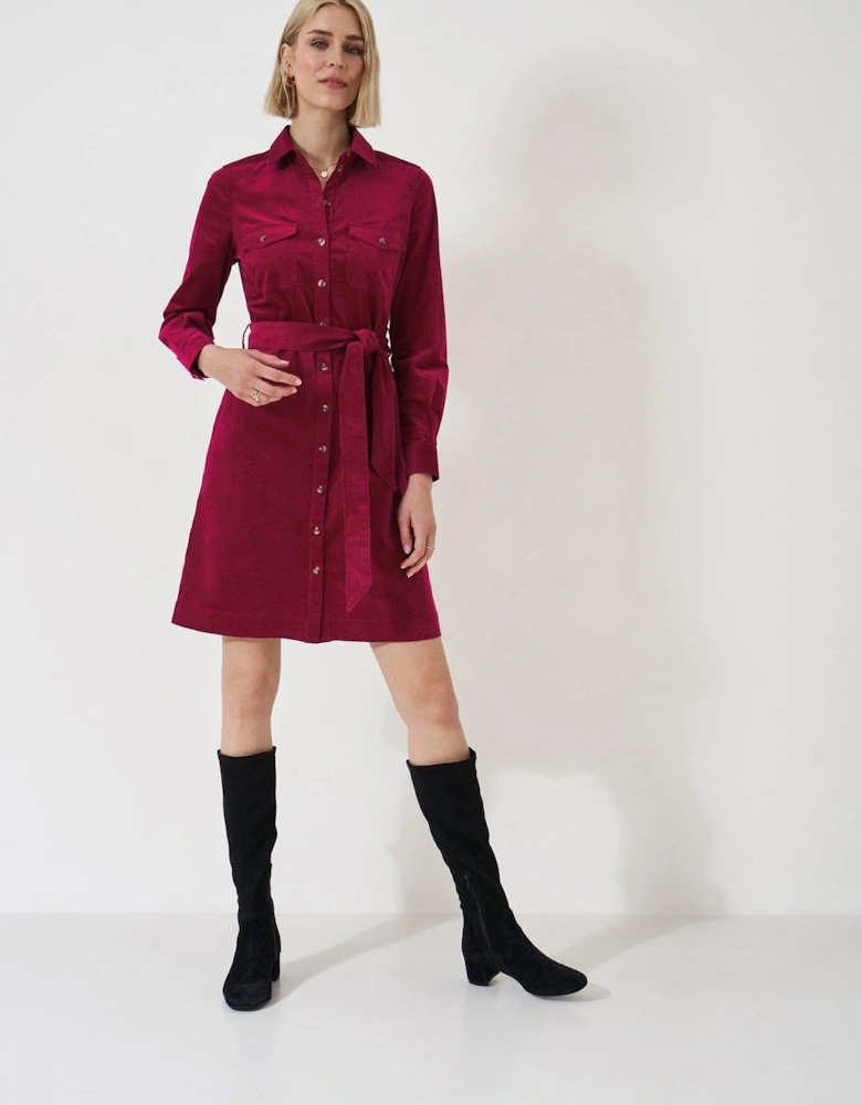 Elsie Cord Shirt Dress - Red