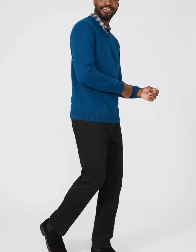 Mens Premium Cotton V Neck Jumper