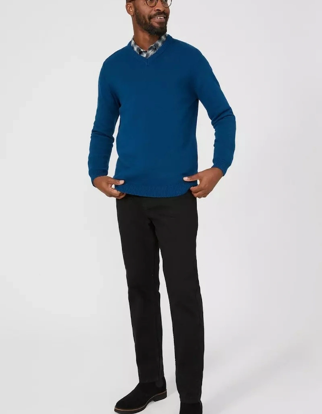 Mens Premium Cotton V Neck Jumper