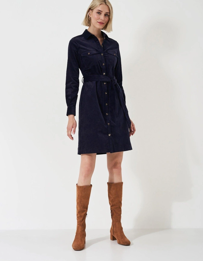 Elsie Cord Shirt Dress - Navy