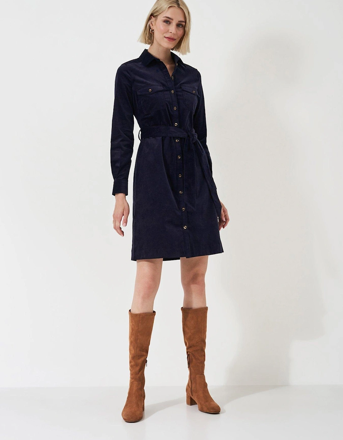 Elsie Cord Shirt Dress - Navy, 7 of 6