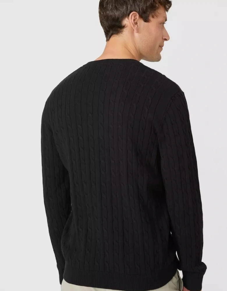 Mens Premium Cable Cotton V Neck Jumper