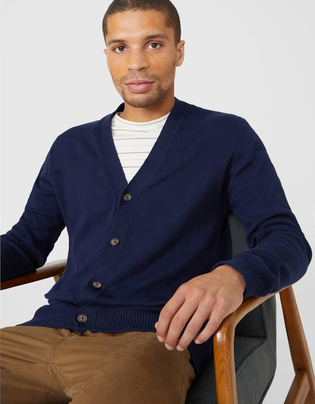 Mens Knitted Cotton Cardigan, 2 of 1