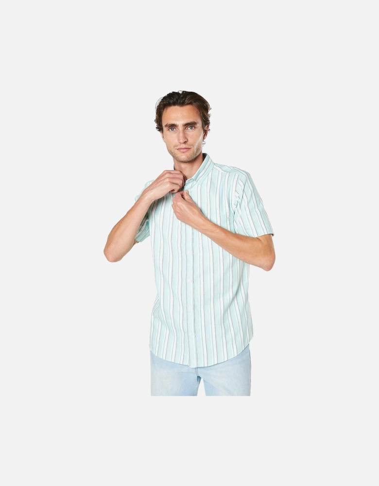 Mens Stripe Oxford Short-Sleeved Shirt