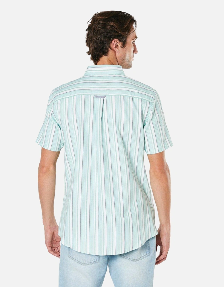 Mens Stripe Oxford Short-Sleeved Shirt