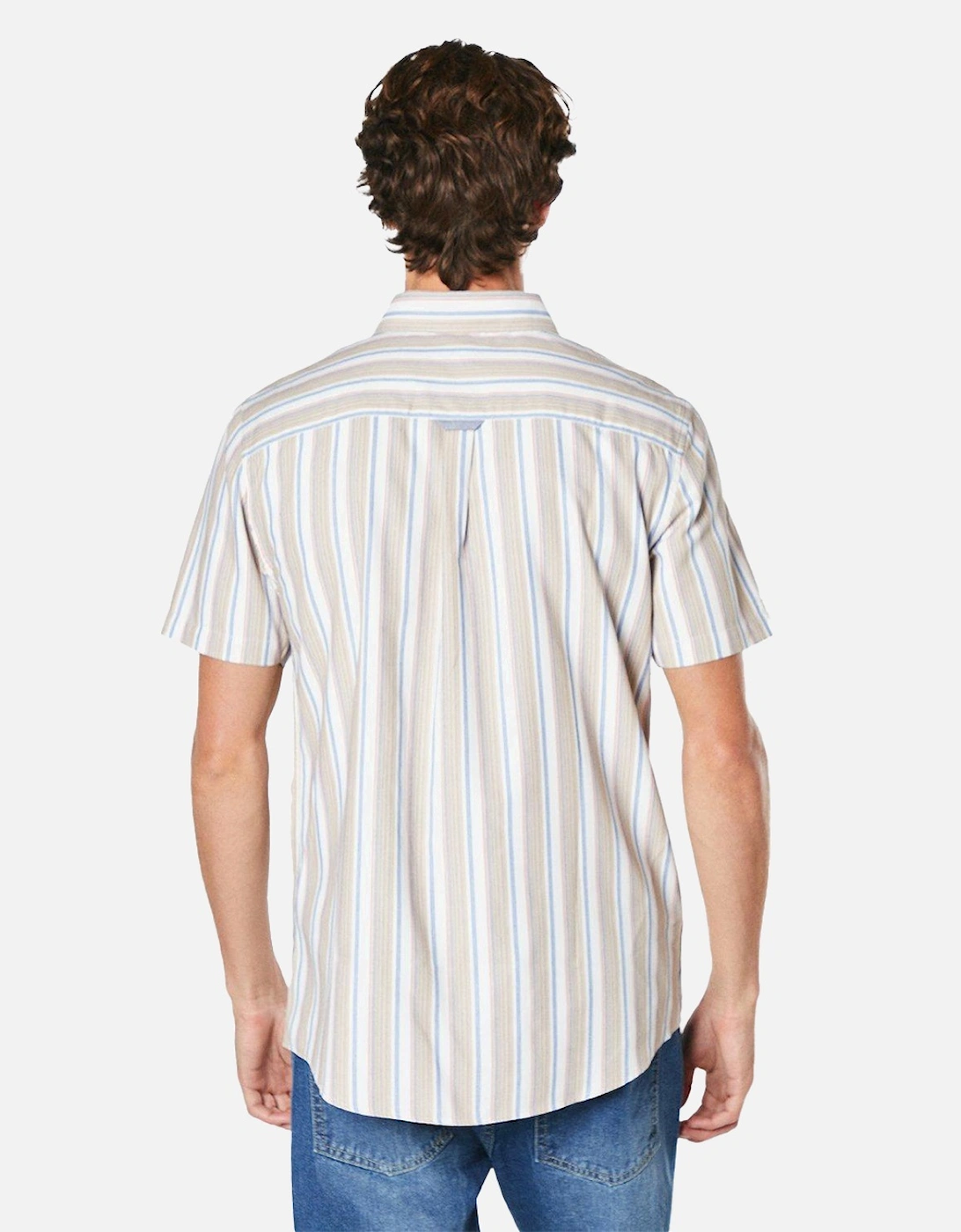 Mens Stripe Oxford Short-Sleeved Shirt