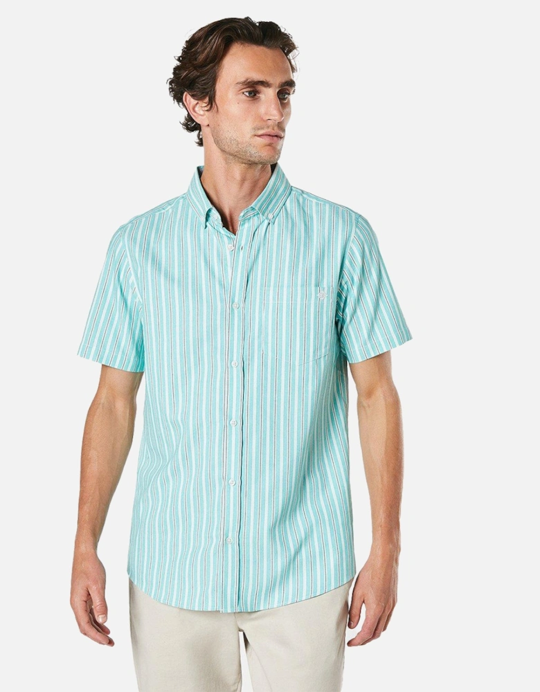 Mens Oxford Multi Stripe Short-Sleeved Shirt