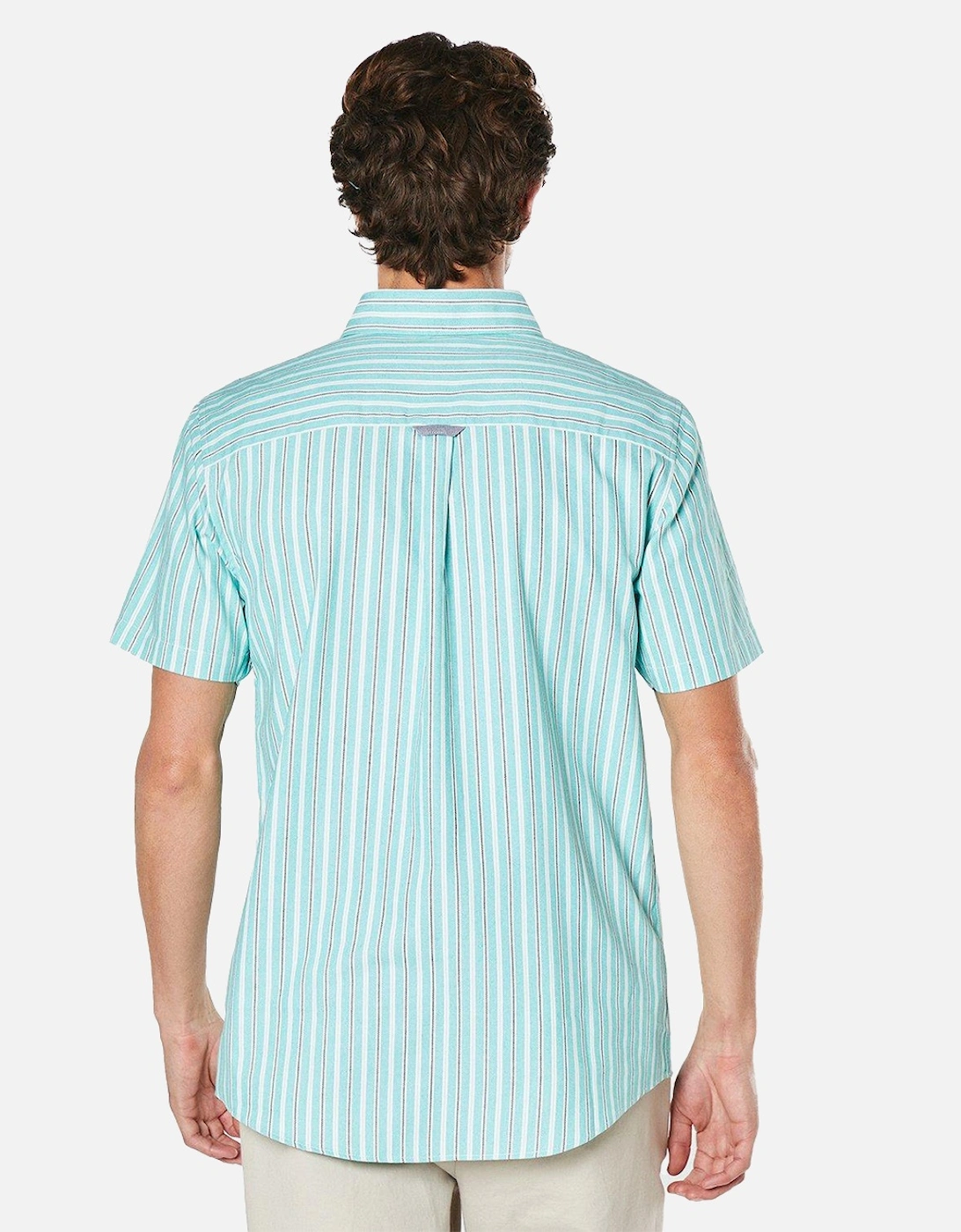 Mens Oxford Multi Stripe Short-Sleeved Shirt