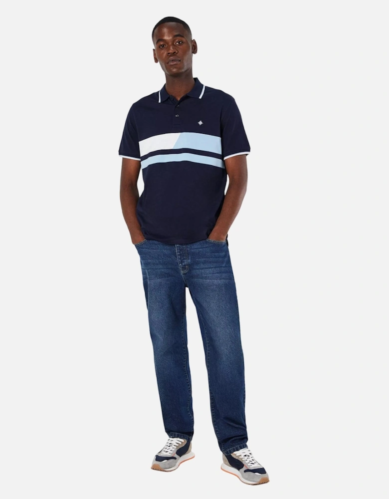 Mens Split Chest Stripe Polo Shirt