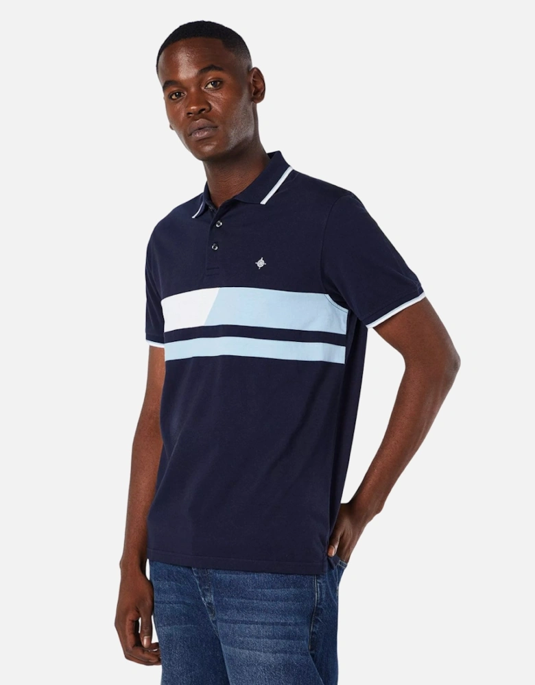 Mens Split Chest Stripe Polo Shirt