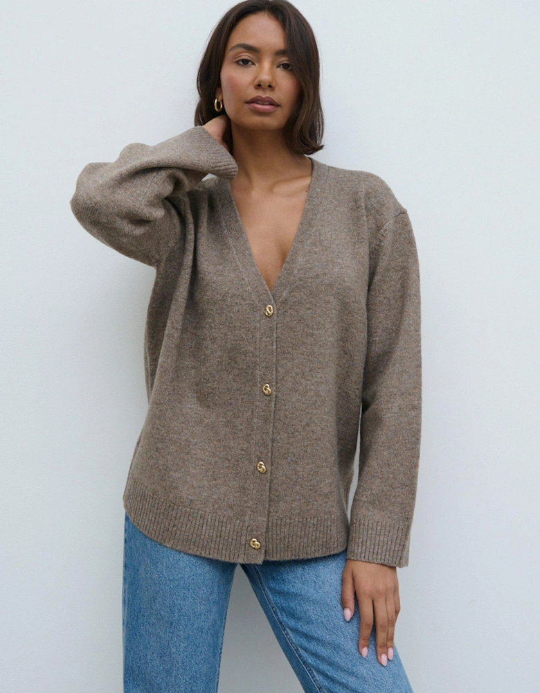 Felicity Knot Shank Cardigan - Beige