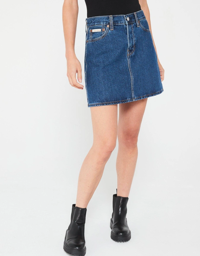 High Rise Denim Mini Skirt - Blue