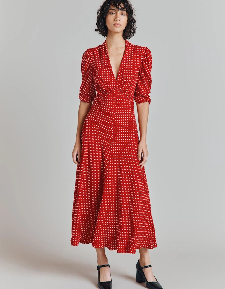 Madi Dress - Spot - Red