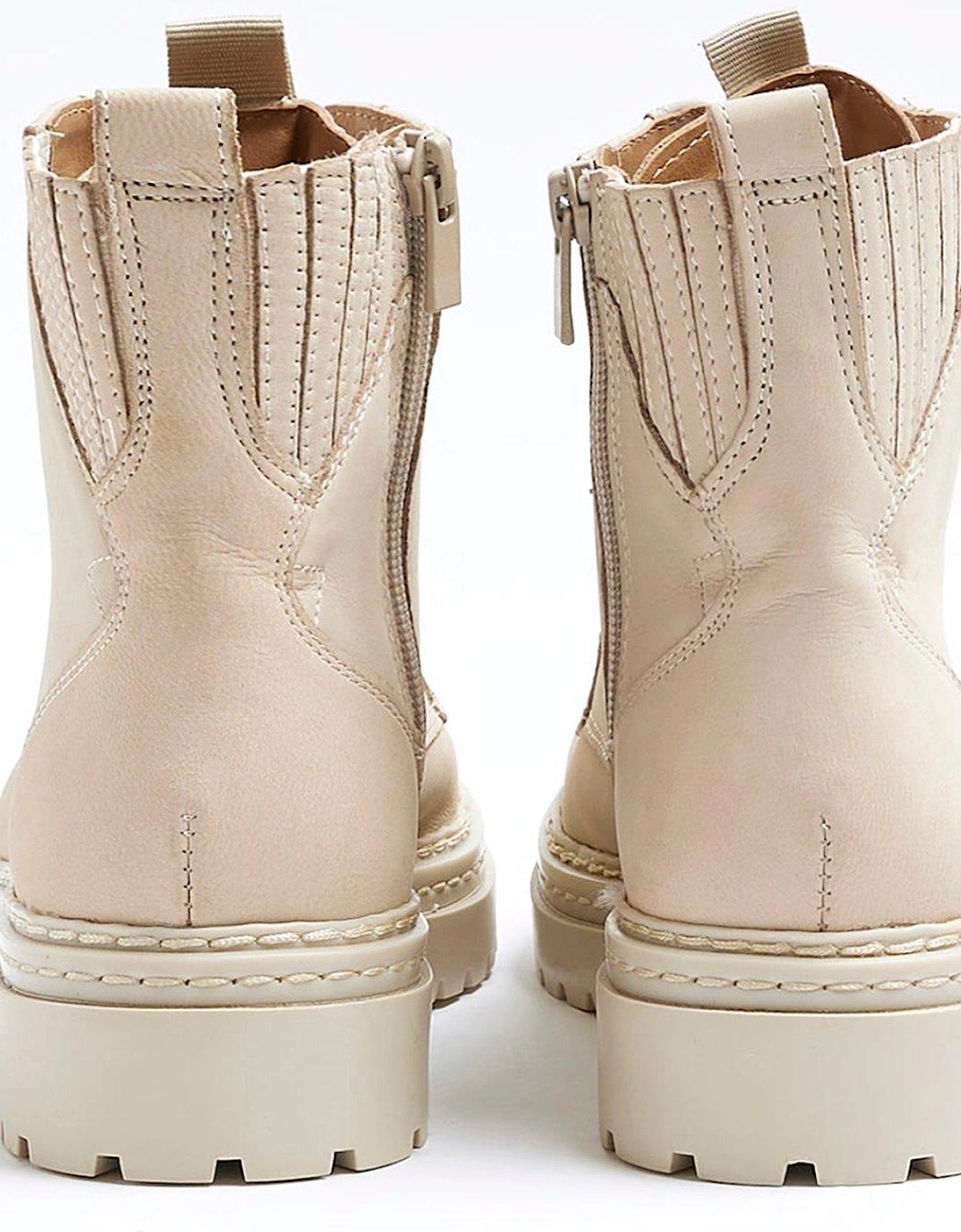 Elastic Lace Up Boot - Cream