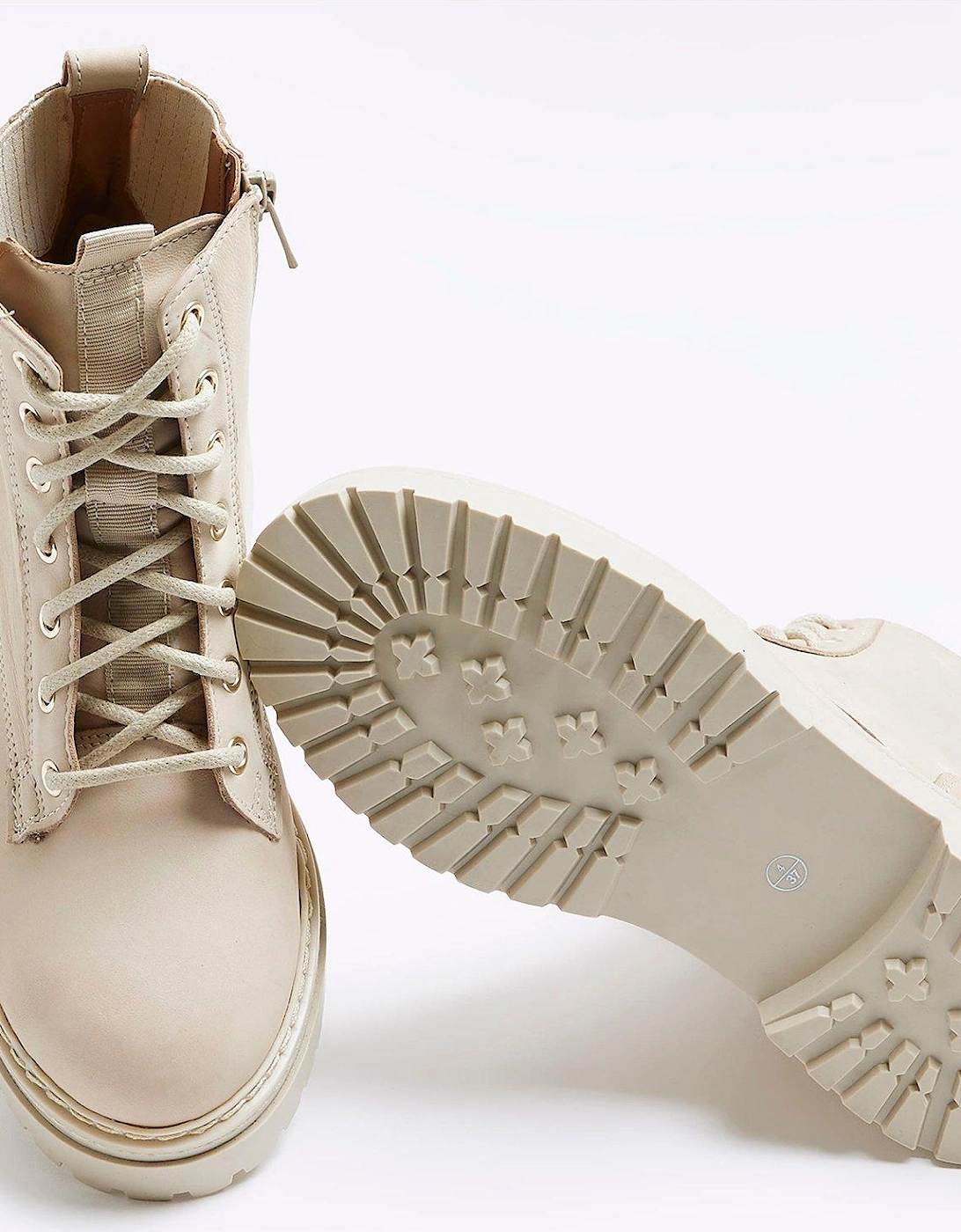 Elastic Lace Up Boot - Cream