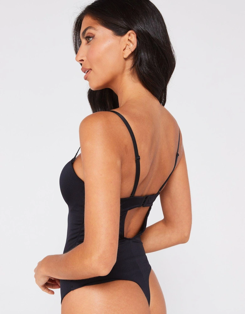 Sublime Sculpt Light Padded Thong Bodysuit - Black
