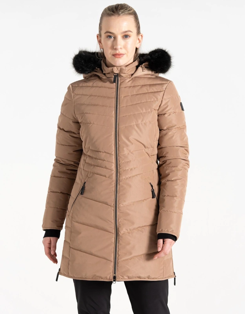 Womens Striking IV Faux Hood Waterproof Longline Jacket