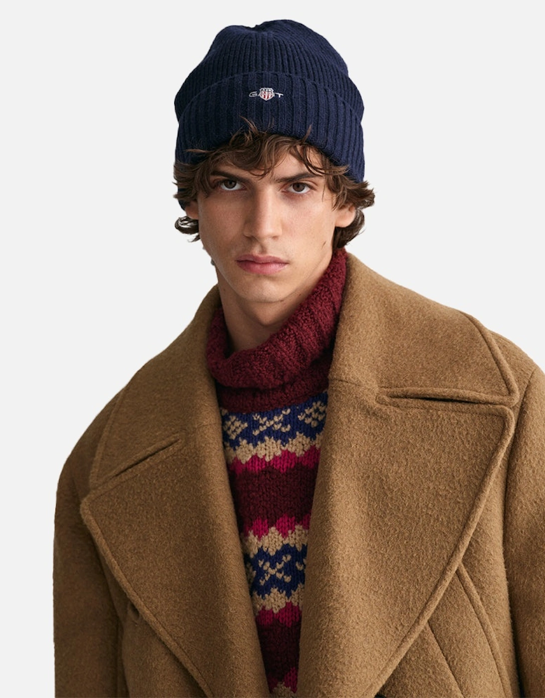 Shield Wool Beanie, Navy
