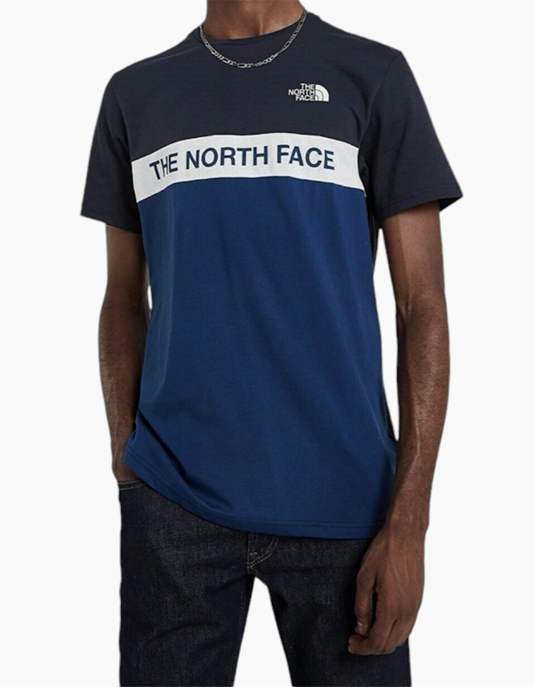 The North Face Men's North Face Mens T Shirts Crew Neck Block Grid Casual Regular Fit Soft Cotton Tee - Navy