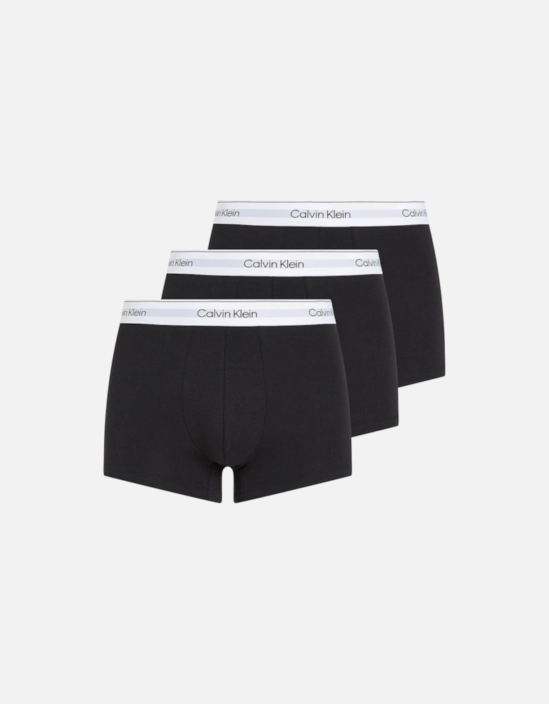 3-Pack Modern Cotton Boxer Trunks, Black