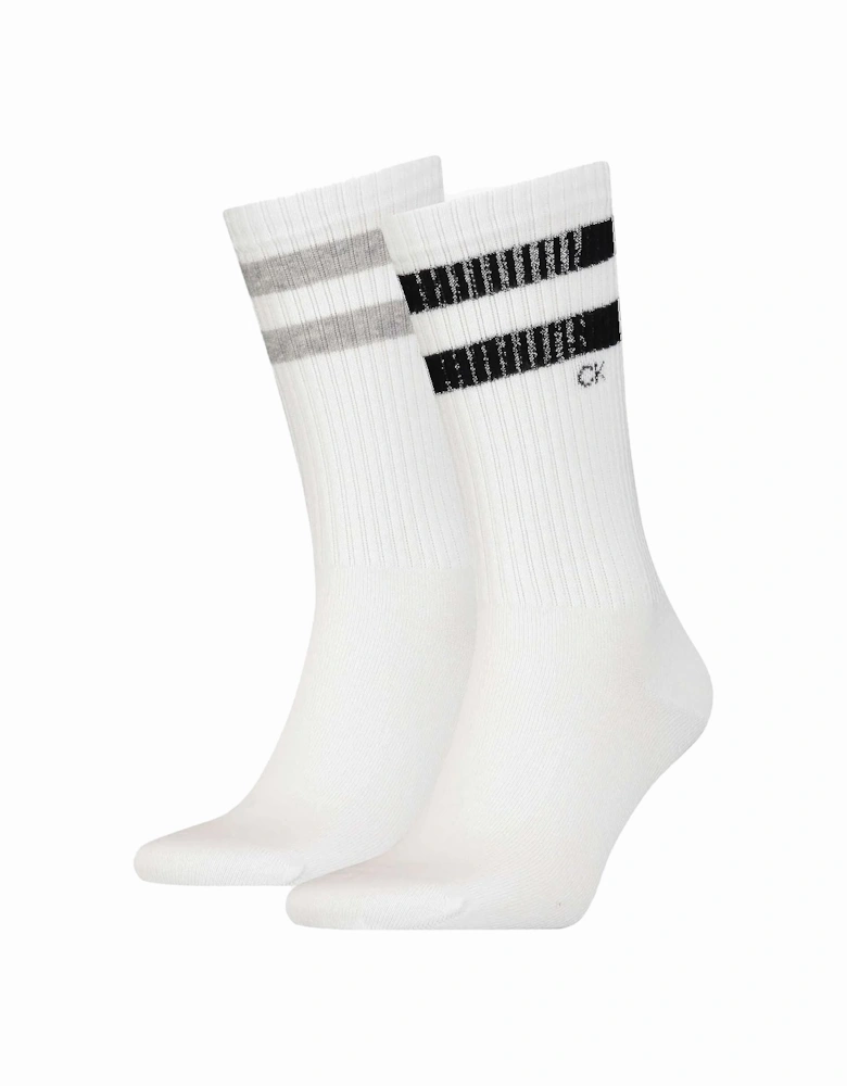 CK Logo 2 Pack Sports Socks White