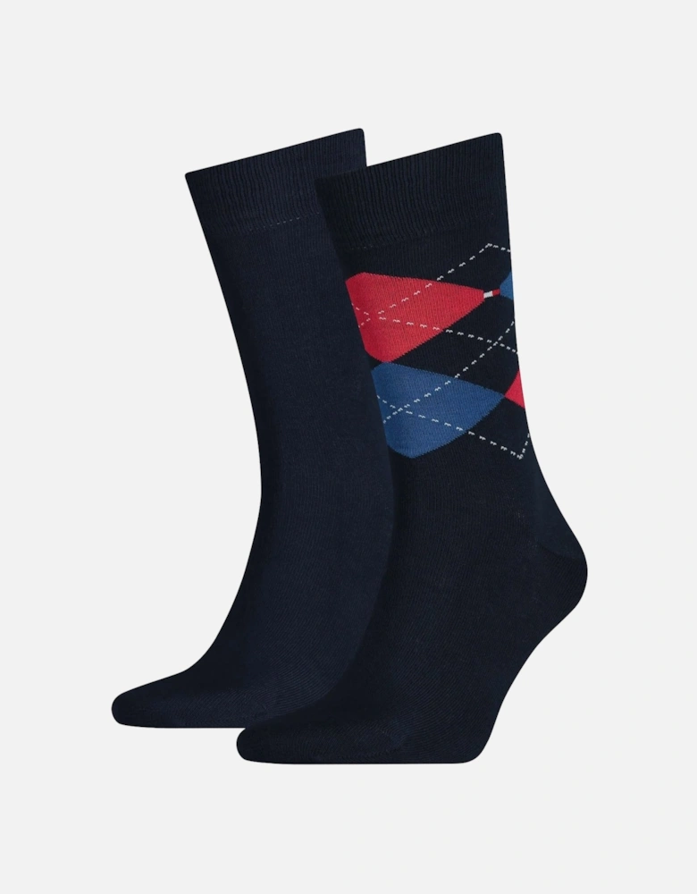 Two Pack Knitted Argyle Socks Navy Tommy Original