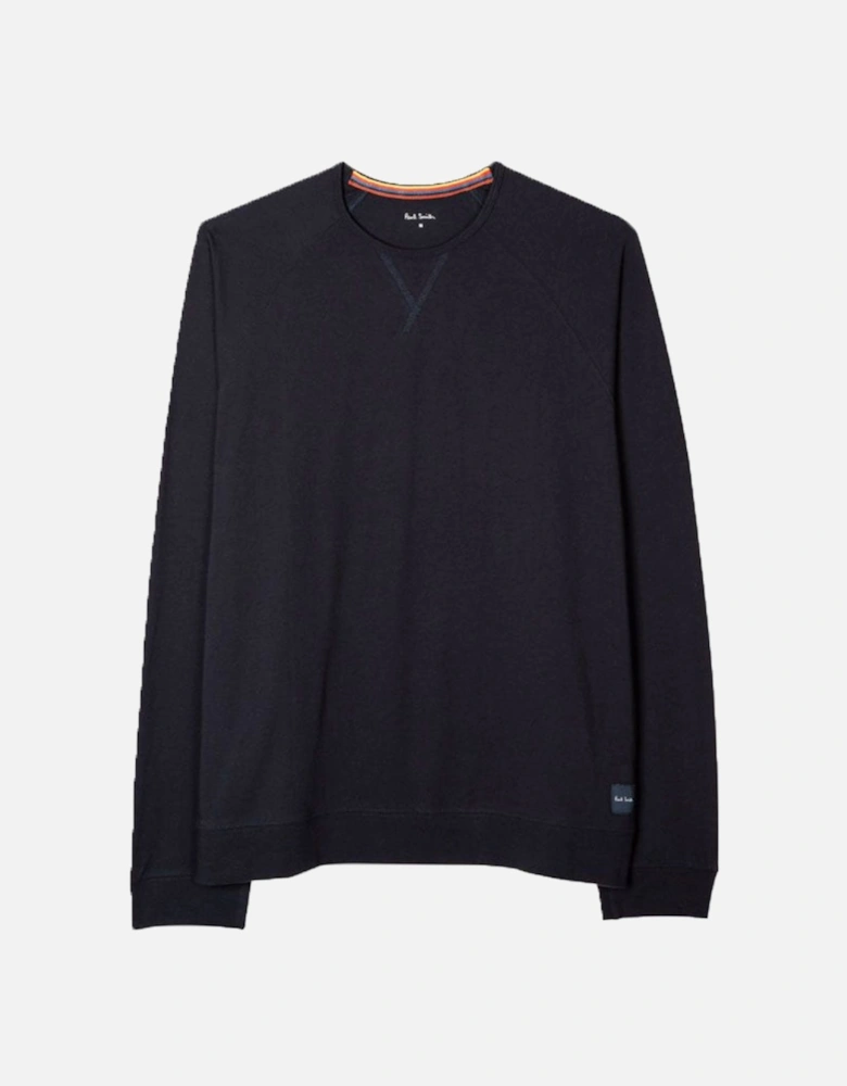 Jersey Cotton Long-Sleeve Lounge Top, Navy
