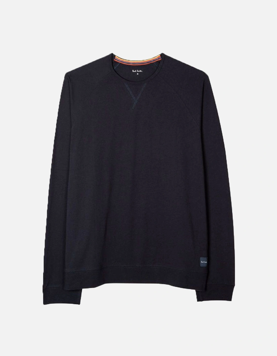 Jersey Cotton Long-Sleeve Lounge Top, Navy, 4 of 3