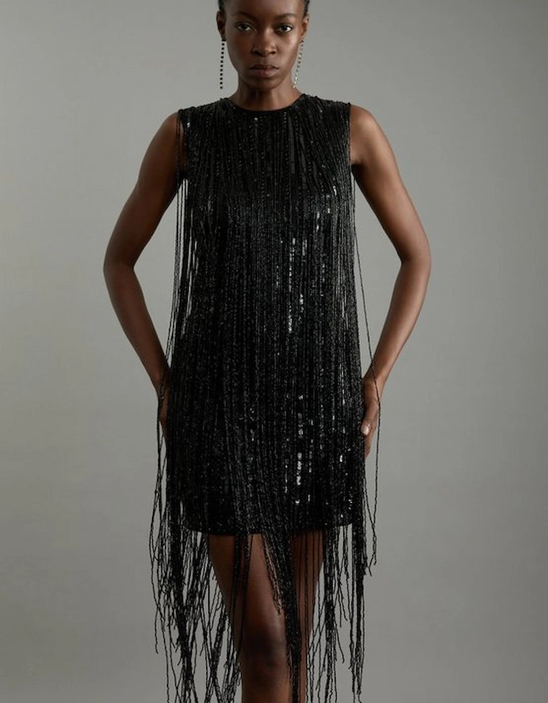 Beaded Fringed Sleeveless Woven Midi Dress, 5 of 4