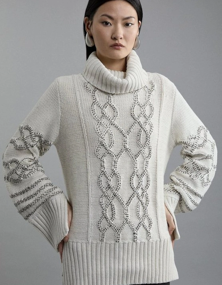 Embellished Cable Knit Jumper