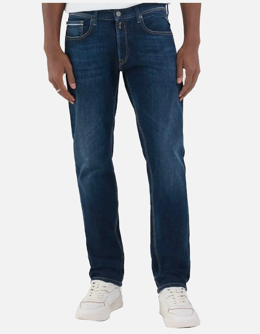 Men's Replay Grover Straight Fit Denim Dark Wash Jean 007 - Blue - Size: 32/34