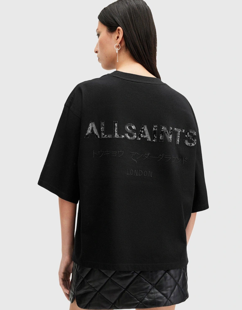 Amelie Embroidered Underground Tee - Black