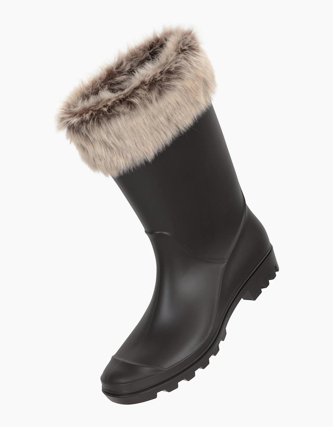 Women's Mountain Warehouse Womens/Ladies Faux Fur Lined Wellington Boots - Cream - Size: 4