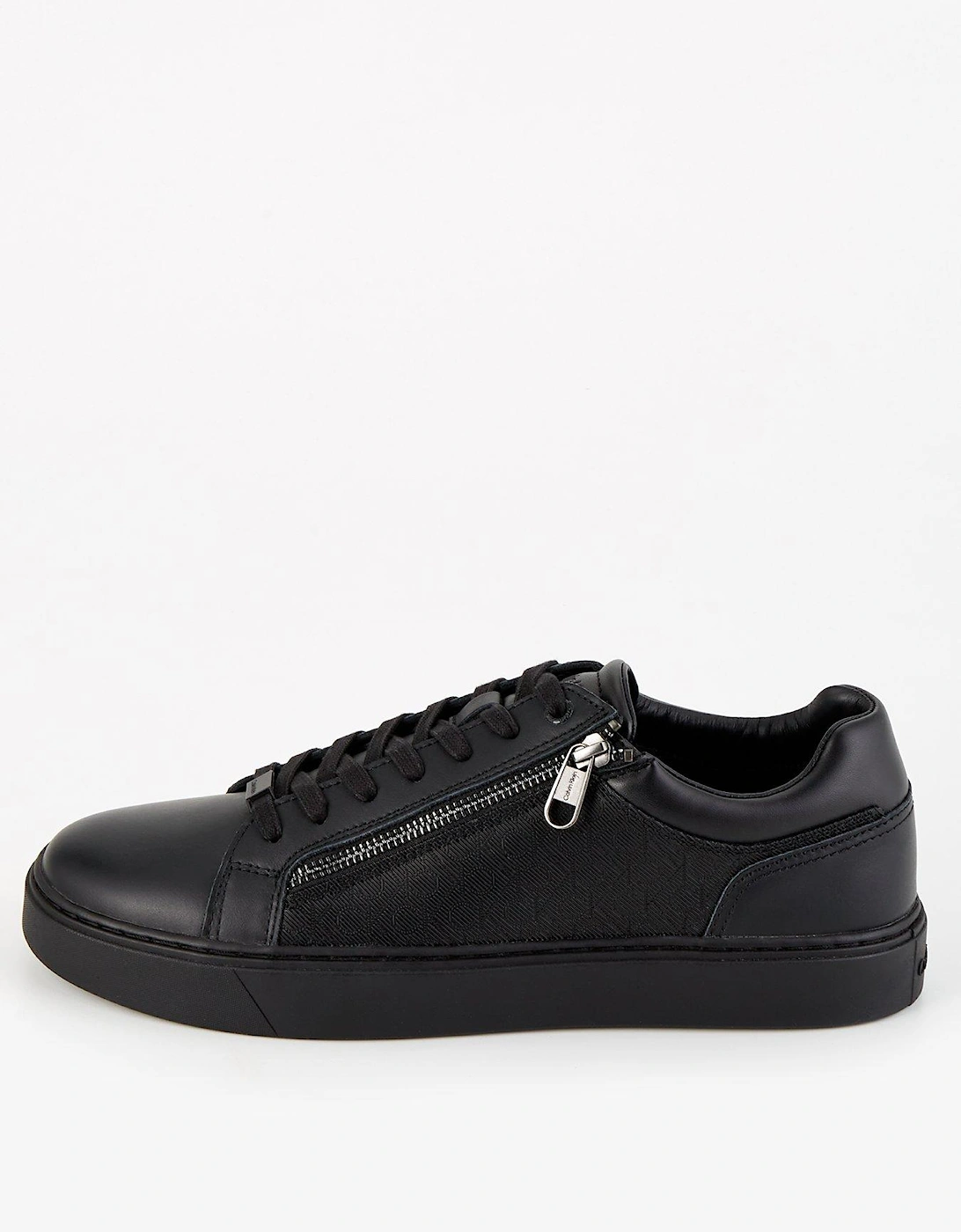 Low Top Zip Detail Mono Print Sneakers - Black, 8 of 7