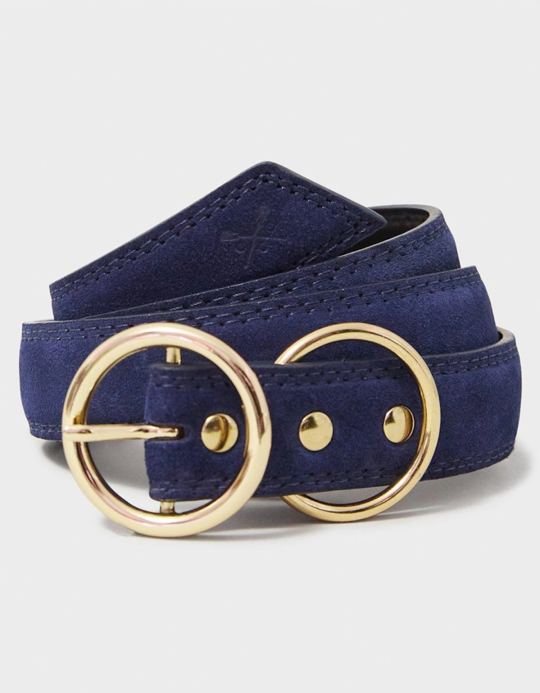 Double Circle Buckle Belt - Navy