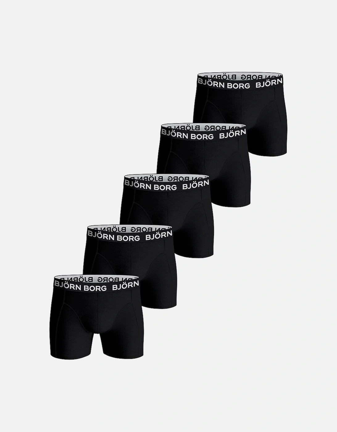 Bjorn Borg Men's Black/Black/Black/Black/Black 5-Pack Cotton Stretch Boxer Trunks, - : 32/34/35 Large