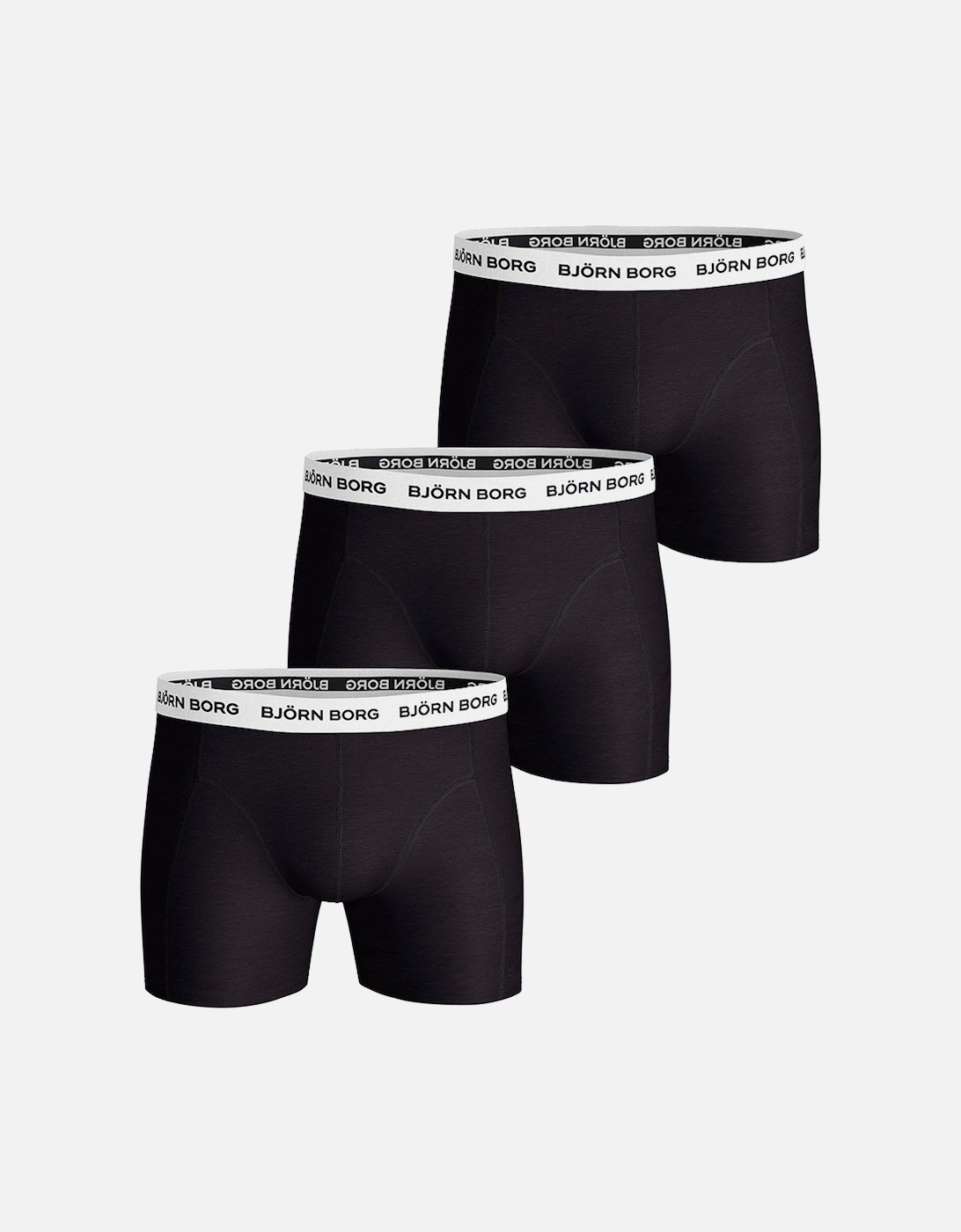 3-Pack Cotton Stretch Boxer Trunks, Black/White, 2 of 1