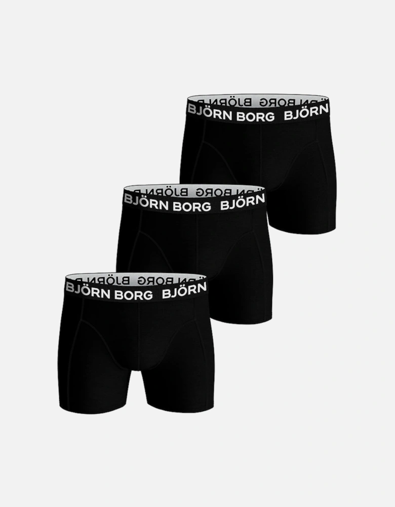 3-Pack Cotton Stretch Boxer Trunks, Black