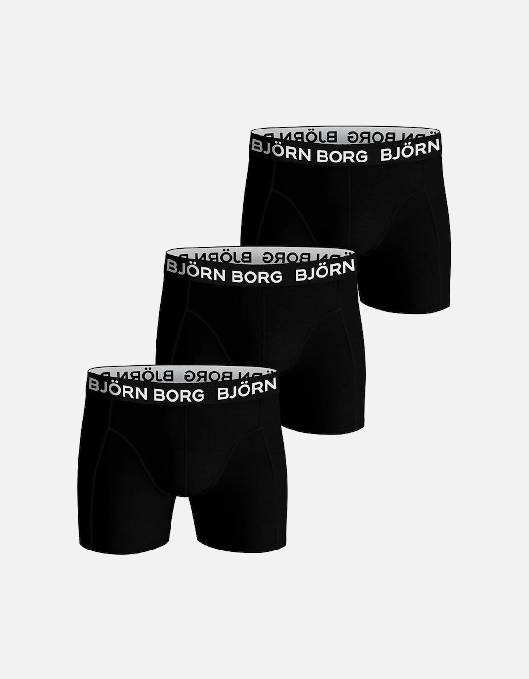 Bjorn Borg Men's Black/Black/Black 3-Pack Cotton Stretch Boxer Trunks, - : 32/34/35 Large