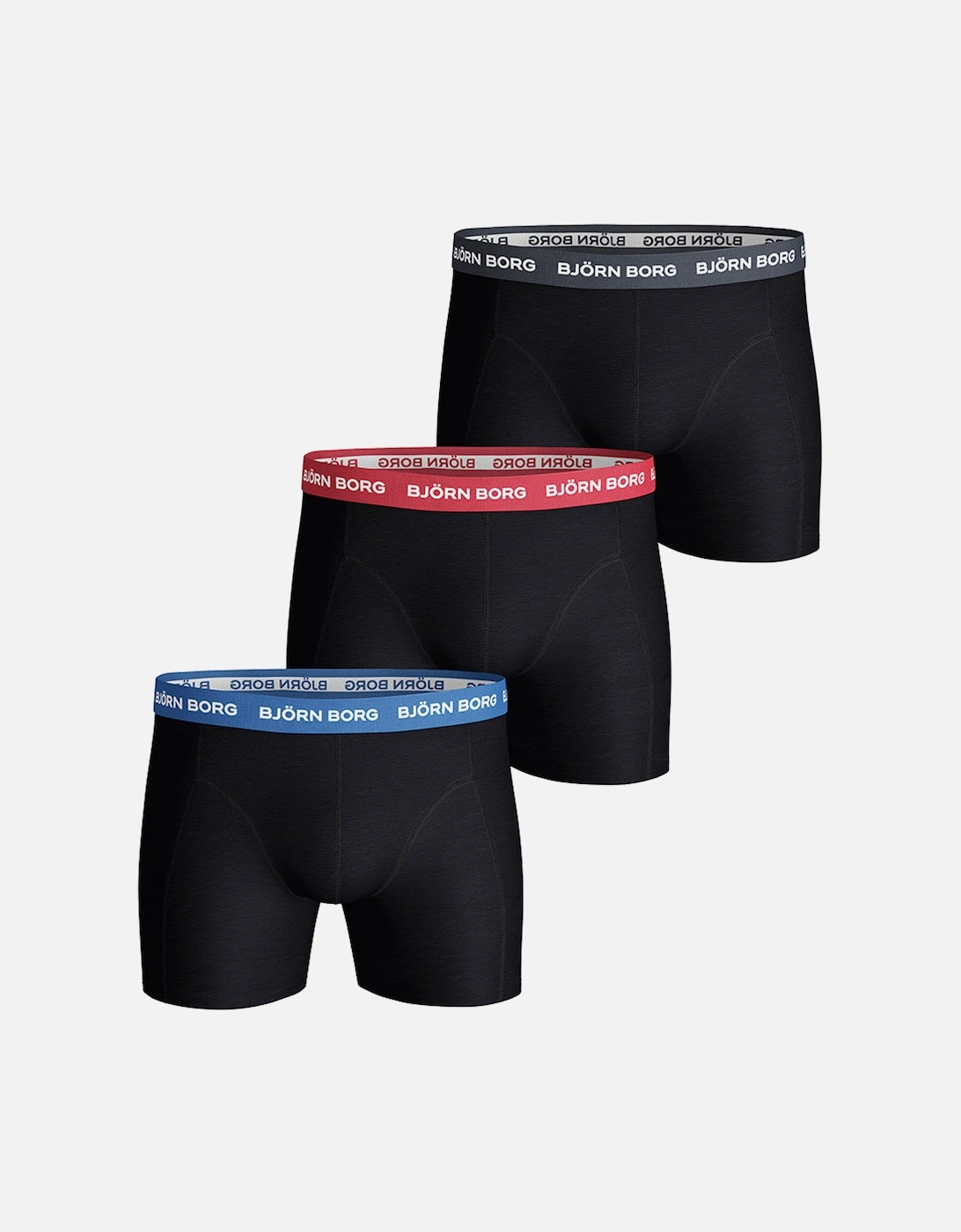 3-Pack Contrast Waistbands Boxer Trunks, Black/Multi, 2 of 1