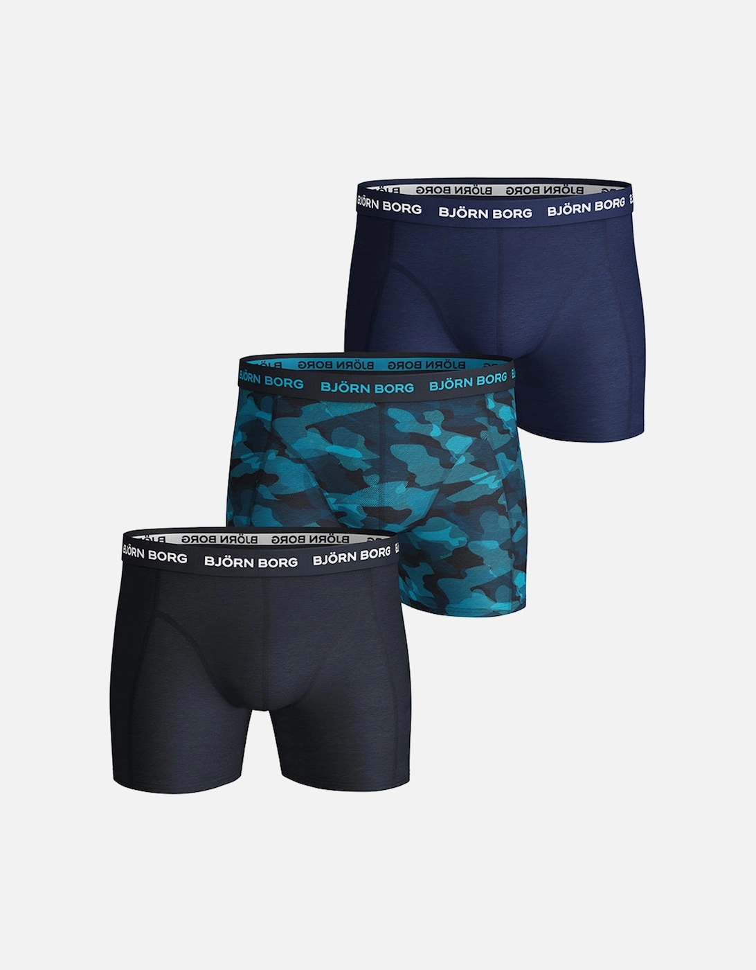 3-Pack Camo & Solid Boxer Trunks, Blue, 2 of 1