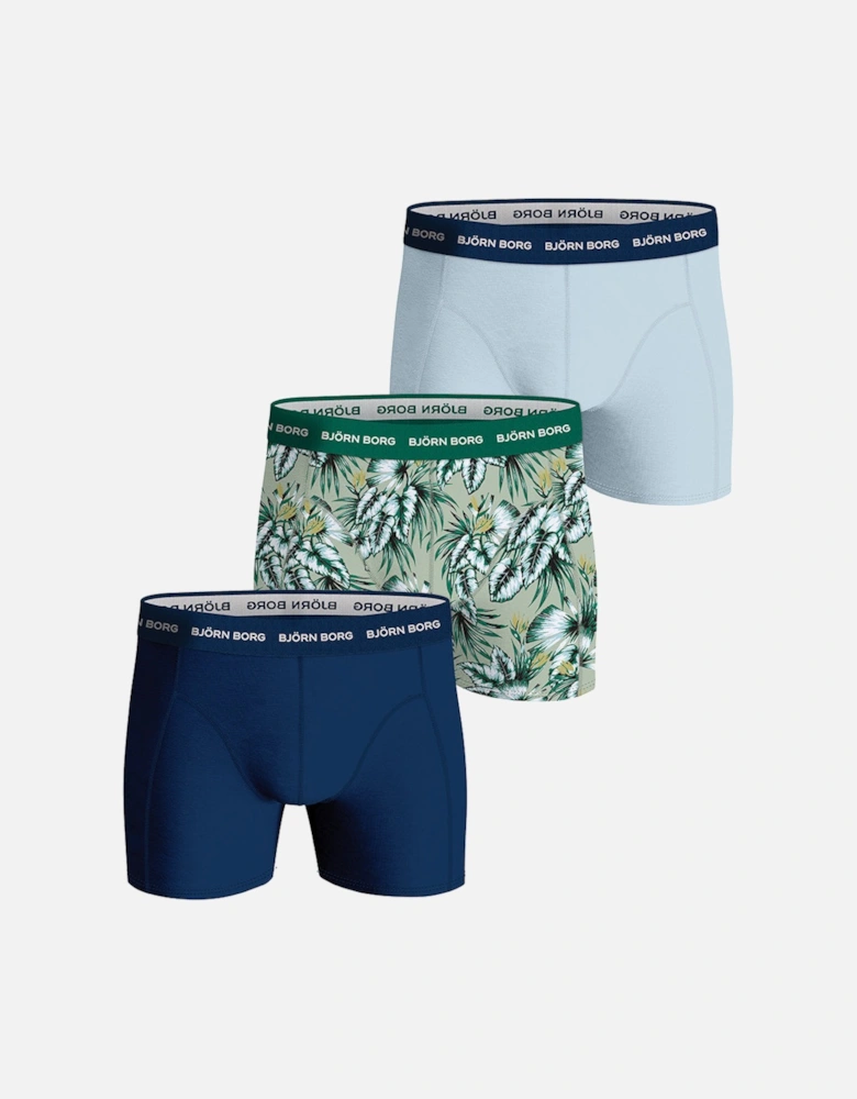 3-Pack Cotton Stretch Boxer Briefs, Blue/Green