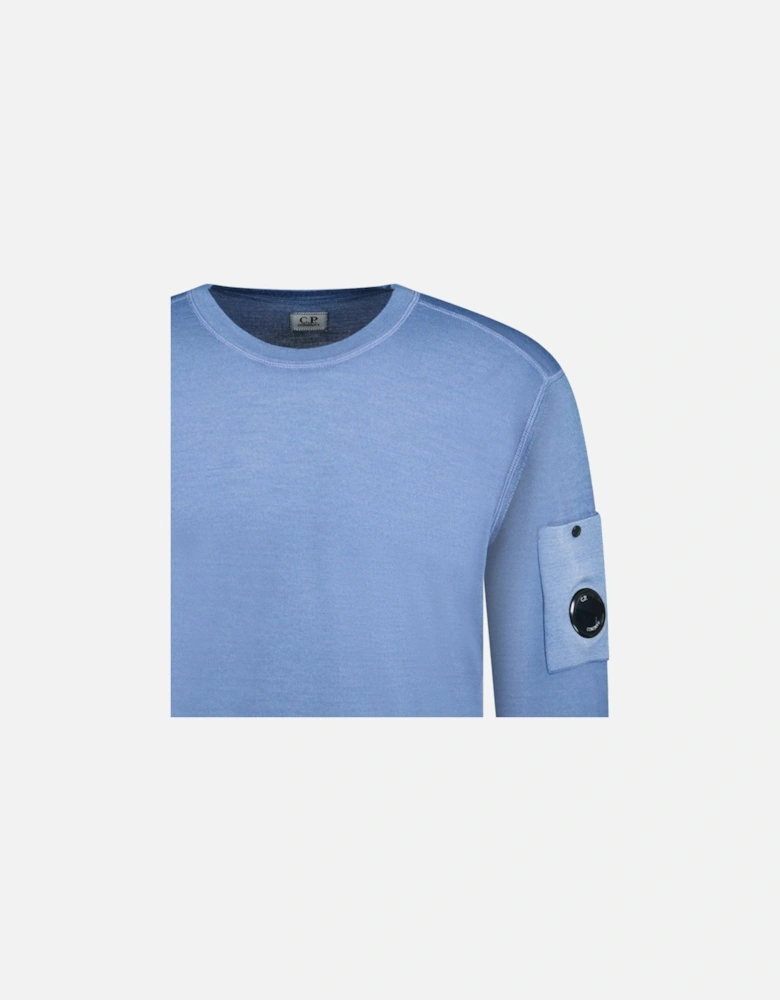 Dyed Merino Crew Neck Ribbed Knitted Jumper Flint Blue