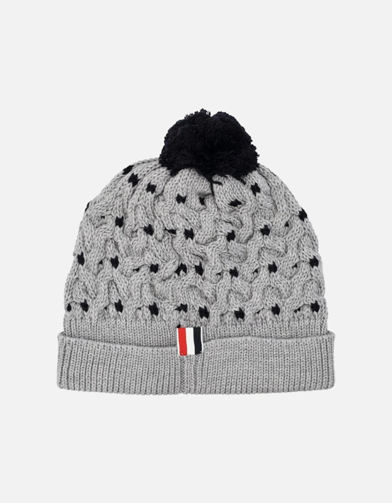 Merino Wool 4 Bar Cable Knit Hat Grey